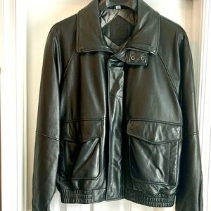 Outdoor Exchange Men’s Black Genuine Leather Bomber Jacket M